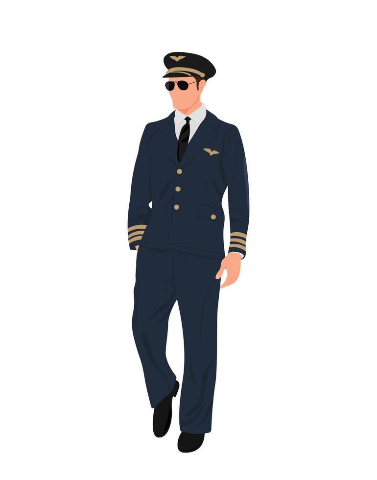 Flugzeug Pilot Illustration, Flieger im Uniform eben Design vektor