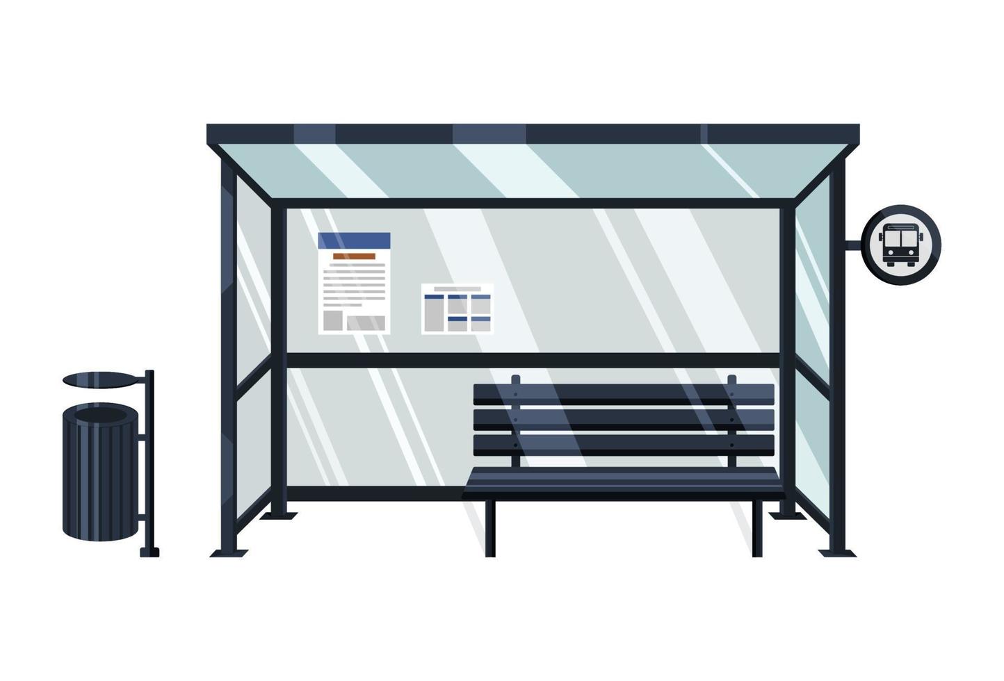 Bus halt Illustration, Öffentlichkeit Transport Bus Bahnhof mit Müll können vektor