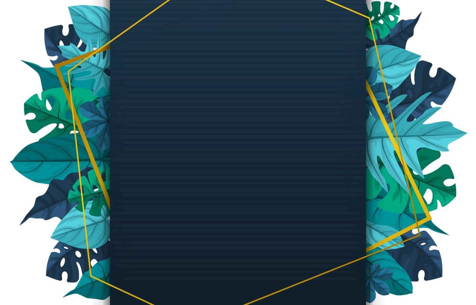 polygon bakgrundsmall med tropiska blad ram ram vektor