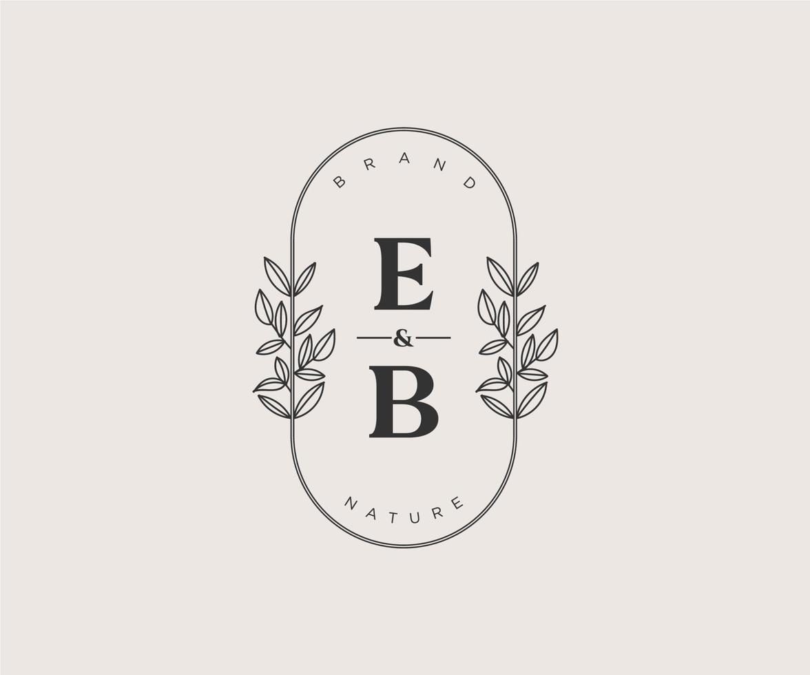 första eb brev skön blommig feminin redigerbar förhandsgjord monoline logotyp lämplig för spa salong hud hår skönhet boutique och kosmetisk företag. vektor