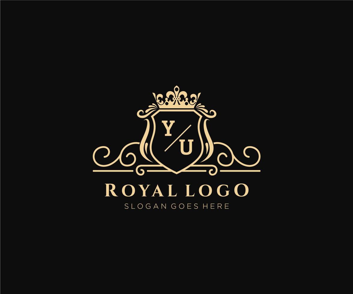 första du brev lyxig varumärke logotyp mall, för restaurang, kungligheter, boutique, Kafé, hotell, heraldisk, Smycken, mode och Övrig vektor illustration.