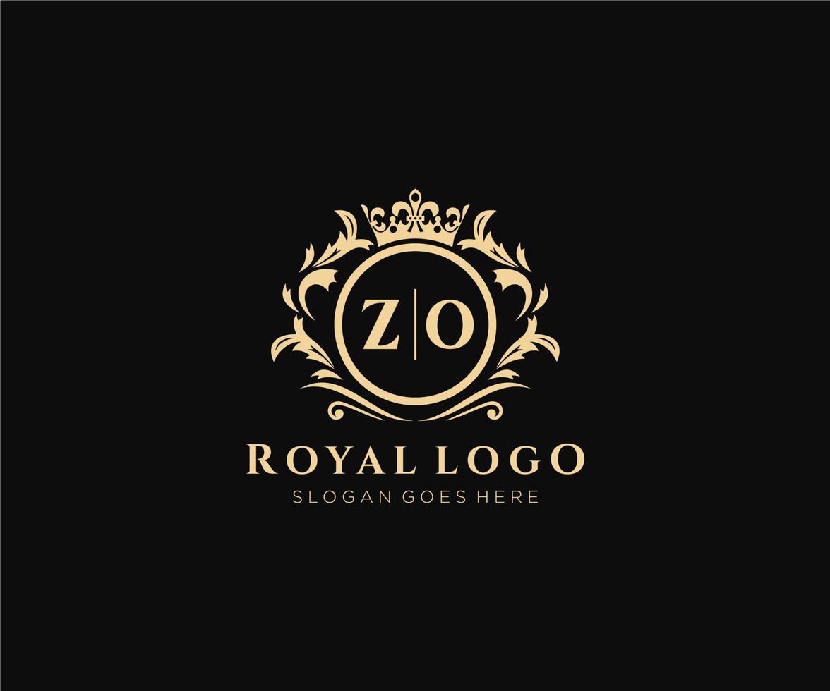 första zo brev lyxig varumärke logotyp mall, för restaurang, kungligheter, boutique, Kafé, hotell, heraldisk, Smycken, mode och Övrig vektor illustration.