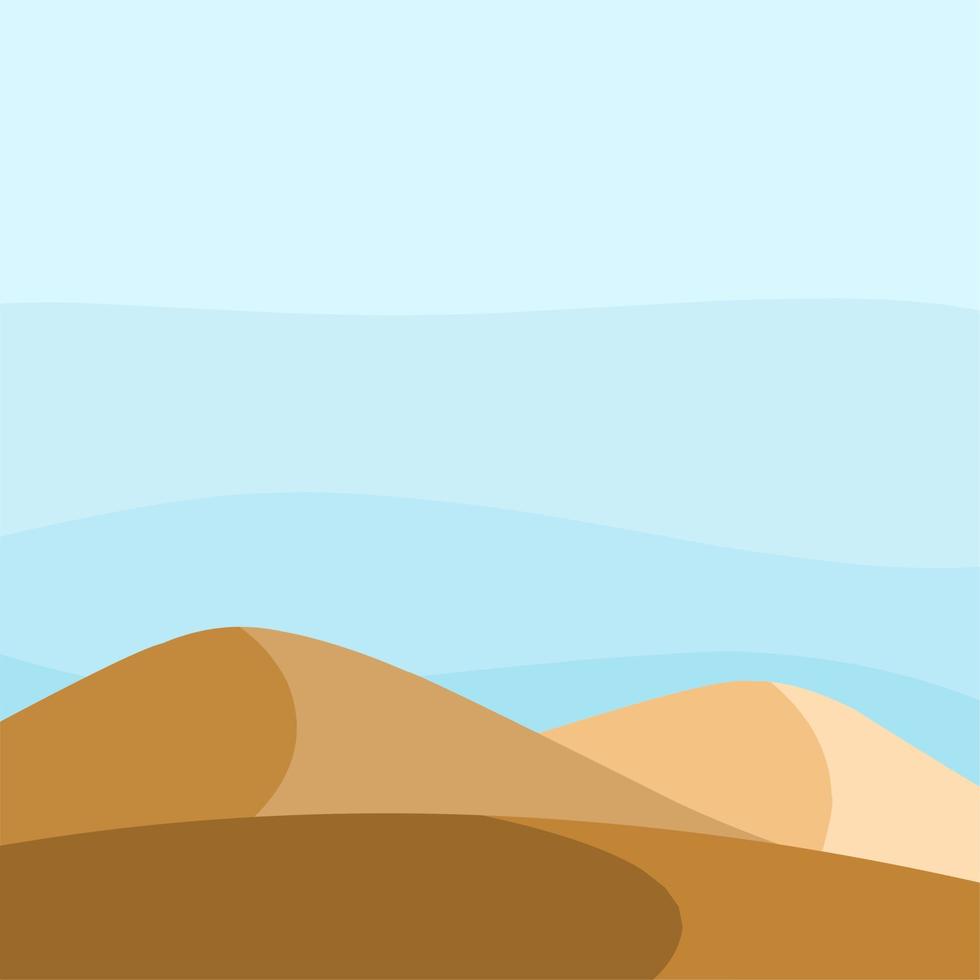 Sand Dünen im das Wüste eben Vektor Illustration mit hell Blau Himmel