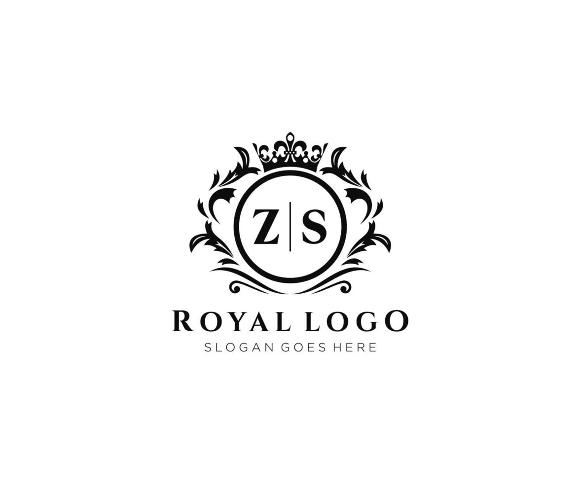 Initiale zs Brief luxuriös Marke Logo Vorlage, zum Restaurant, Königtum, Boutique, Cafe, Hotel, heraldisch, Schmuck, Mode und andere Vektor Illustration.