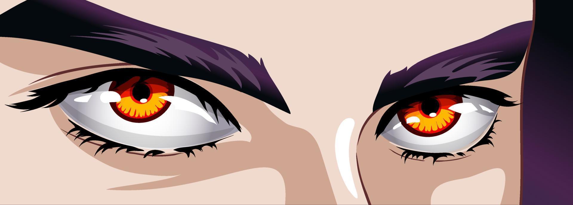 röd ögon av en man i manga och anime stil. vektor