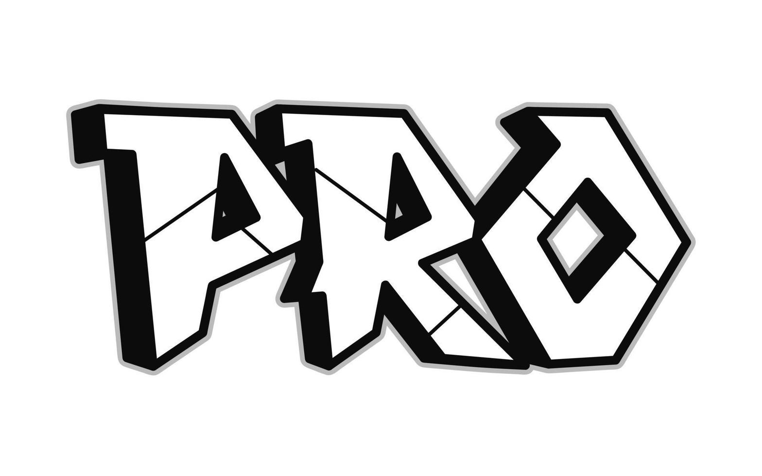 Profi Wort trippy psychedelisch Graffiti Stil letters.vector Hand gezeichnet Gekritzel Karikatur Logo Profi Illustration. komisch cool trippy Briefe, Mode, Graffiti Stil drucken zum T-Shirt, Poster Konzept vektor