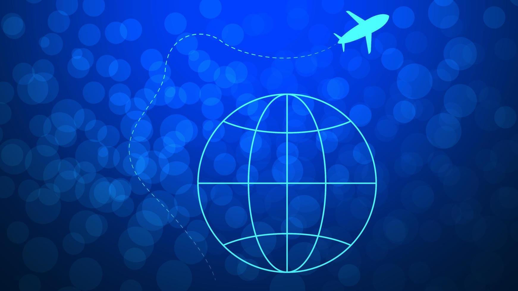 Reise Zeit, Reise Versicherung oder Reise Agentur Hintergrund mit Globus und Flugzeug Symbol. Vektor Illustration.