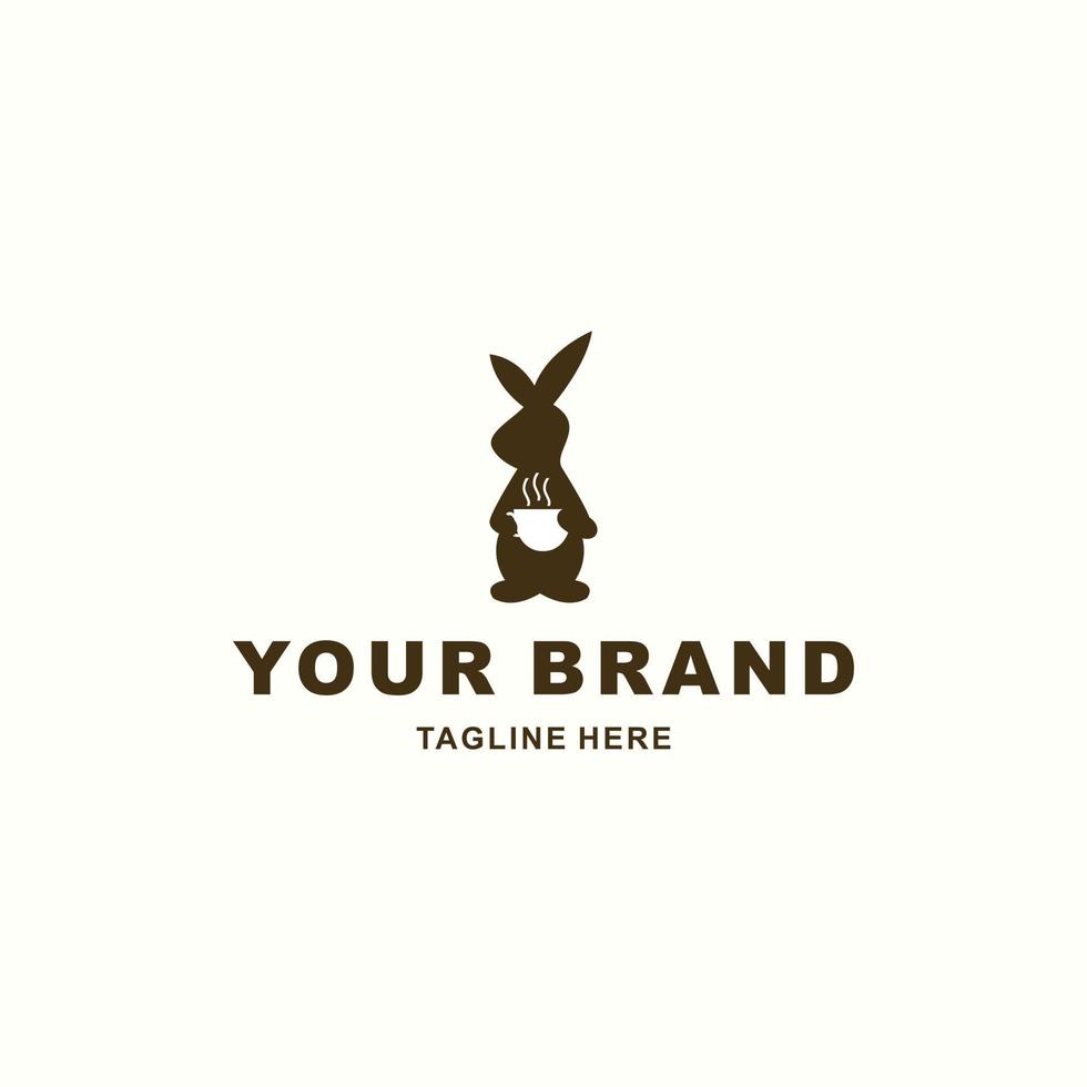 Logo von ein Hase halten ein Tasse zum Ihre Kaffee Geschäft vektor