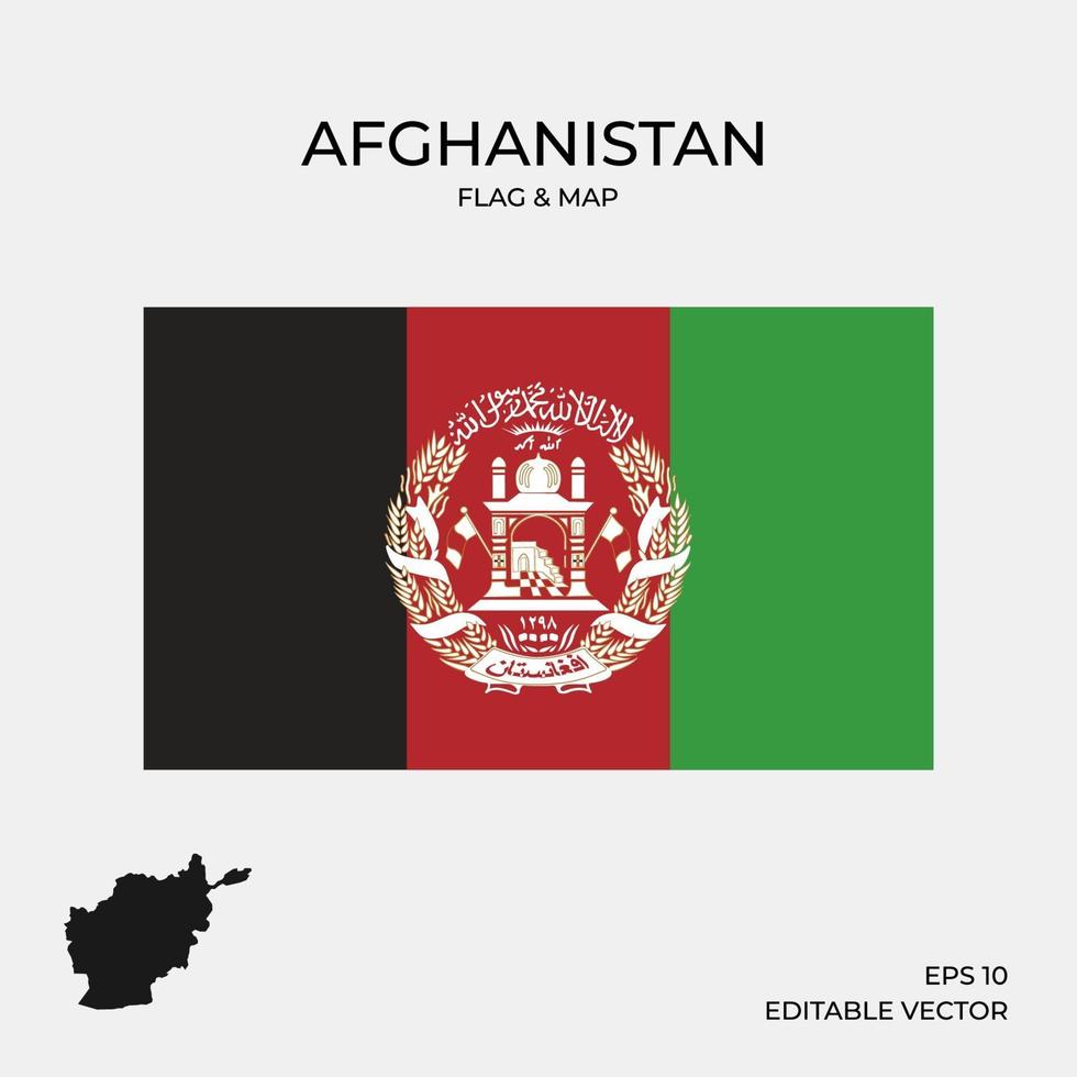 afghanistan karta och flagga vektor