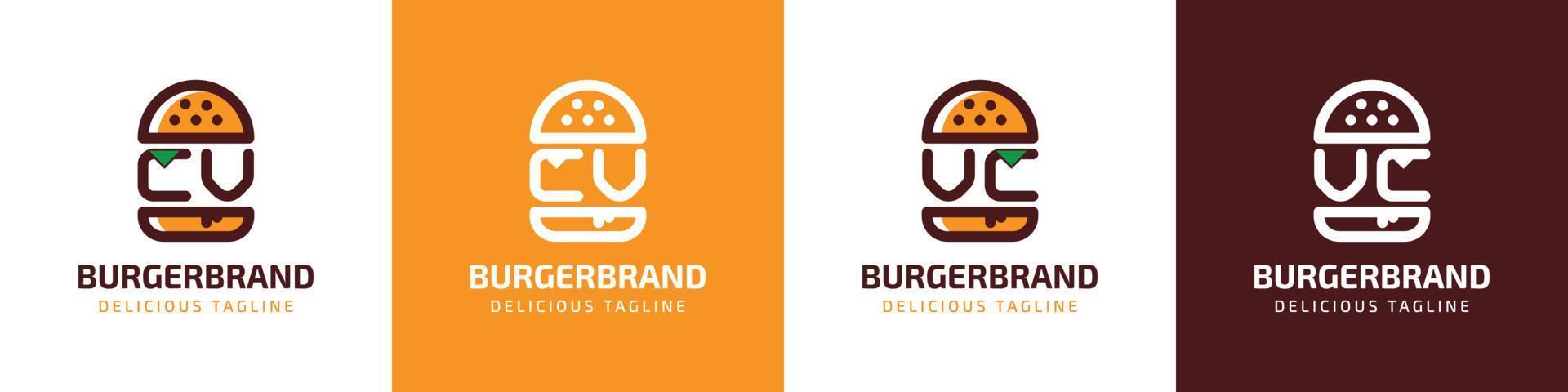 Brief Lebenslauf und vc Burger Logo, geeignet zum irgendein Geschäft verbunden zu Burger mit Lebenslauf oder vc Initialen. vektor