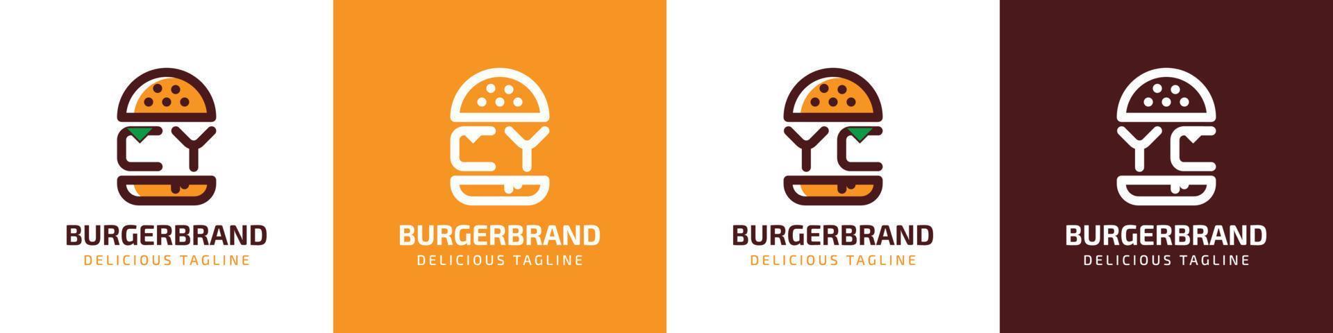 Brief cy und yc Burger Logo, geeignet zum irgendein Geschäft verbunden zu Burger mit cy oder yc Initialen. vektor