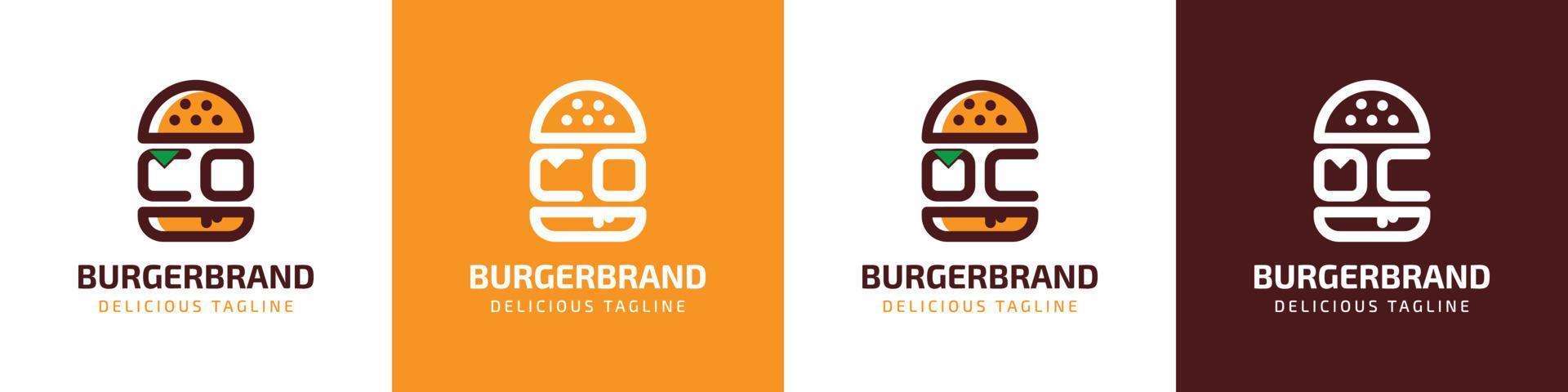 brev co och oc burger logotyp, lämplig för några företag relaterad till burger med co eller oc initialer. vektor