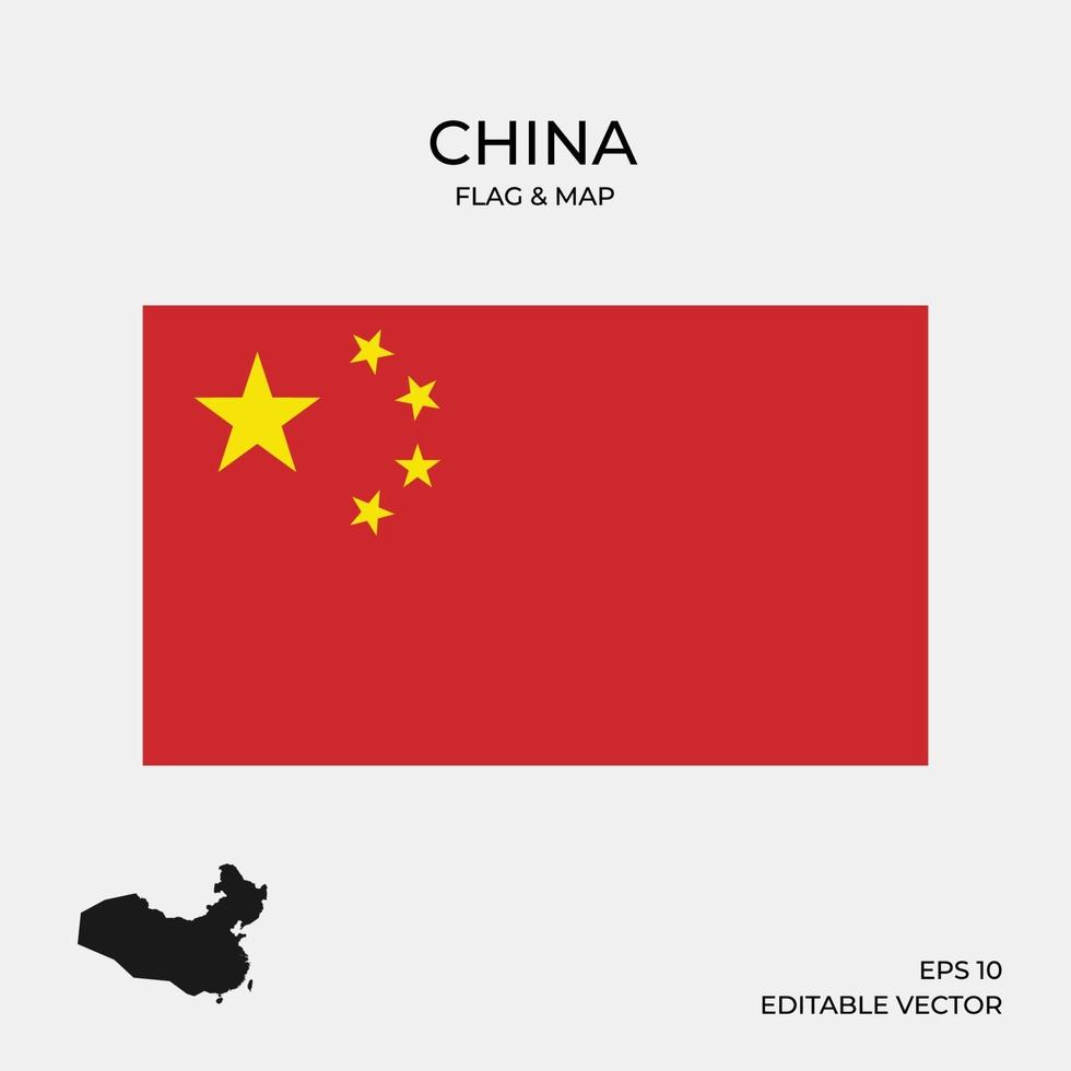 China Karte und Flagge vektor