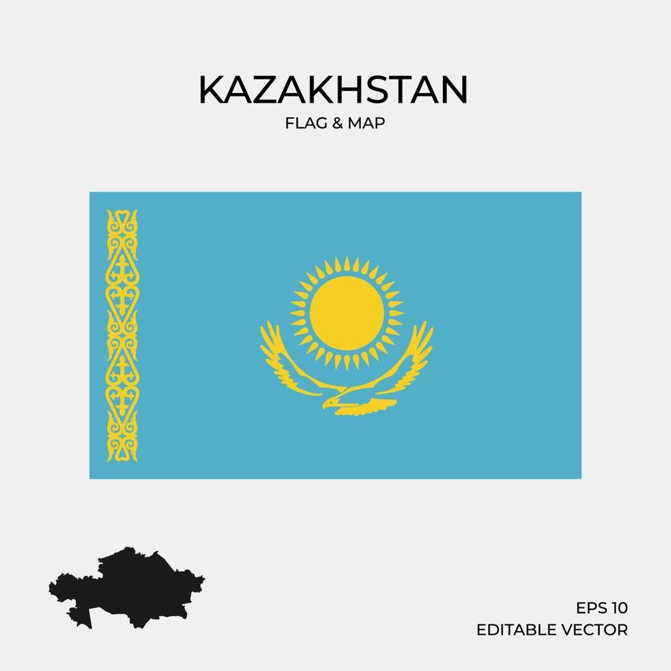 Kazakstan flagga och karta vektor
