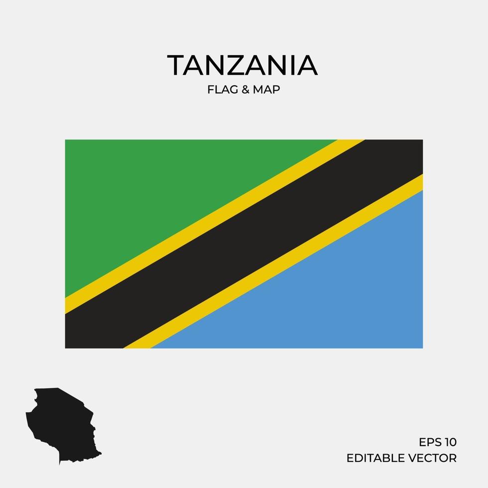 tanzania karta och flagga vektor