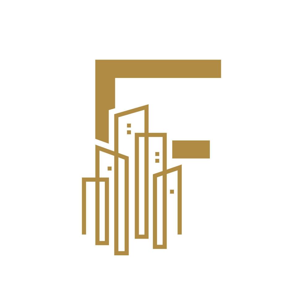 Initiale f Gold Stadt Logo vektor