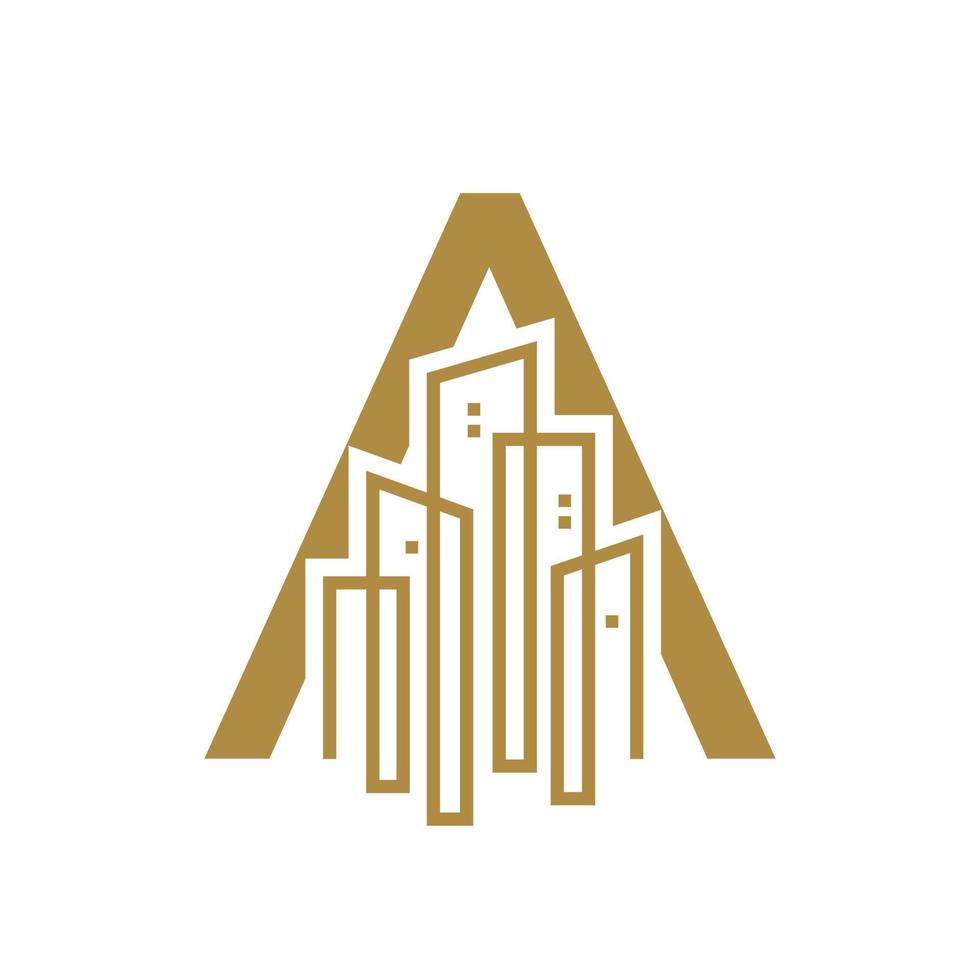 Initiale ein Gold Stadt Logo vektor