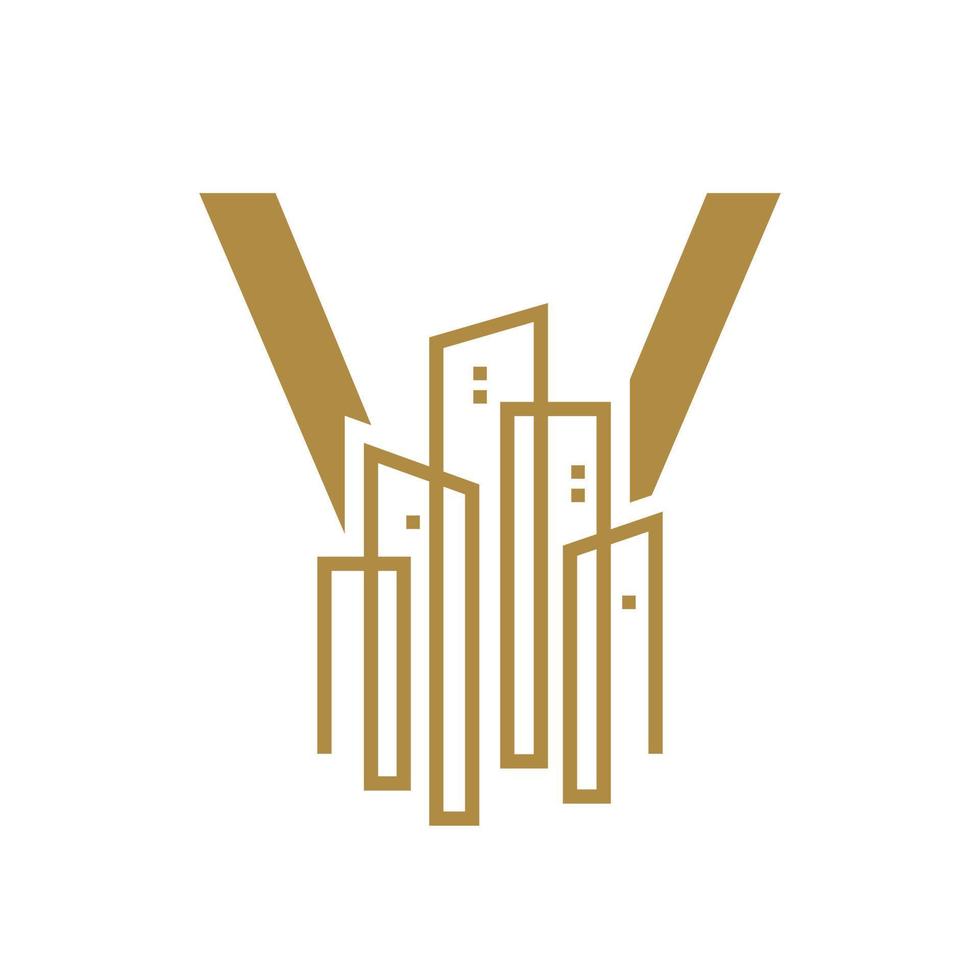 Initiale v Gold Stadt Logo vektor