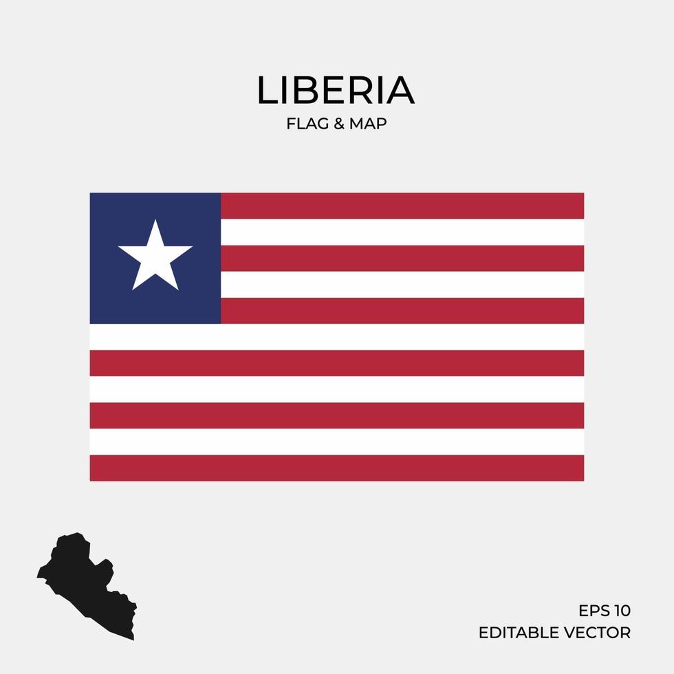 Liberias flagga och karta vektor