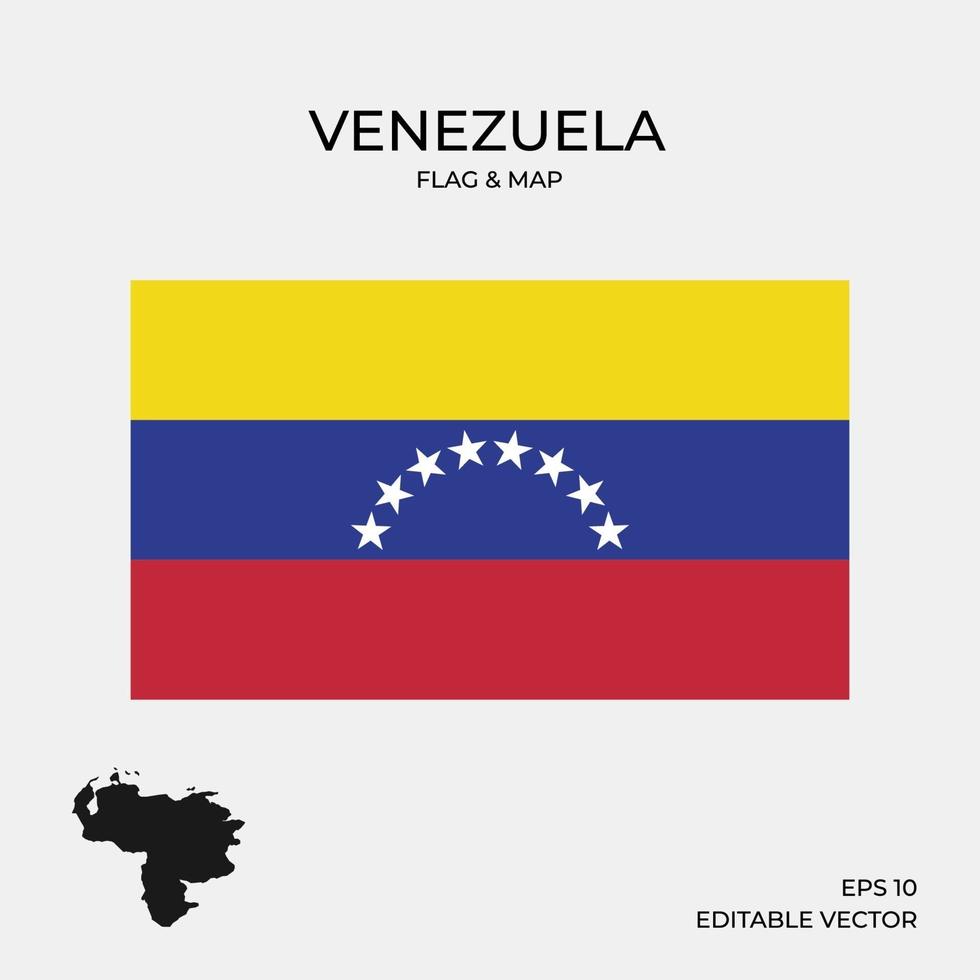venezuela karta och flagga vektor