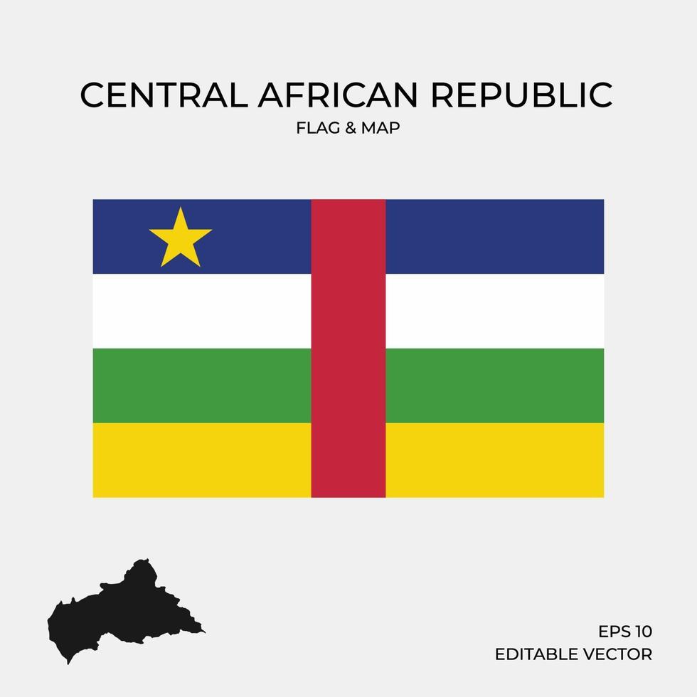 Flagge und Karte der Zentralafrikanischen Republik vektor