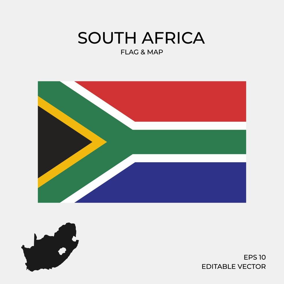 Sydafrika flagga och karta vektor