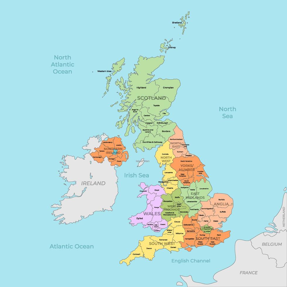 Karte des Vereinigten Königreichs vektor