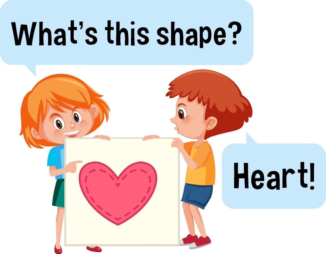 barn som håller hjärta form banner med vad är denna form teckensnitt vektor