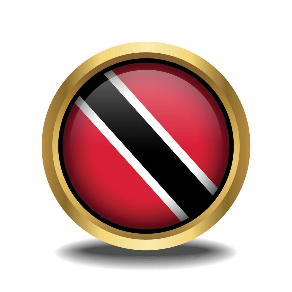 trinidad och tobago flagga cirkel form knapp glas i ram gyllene vektor