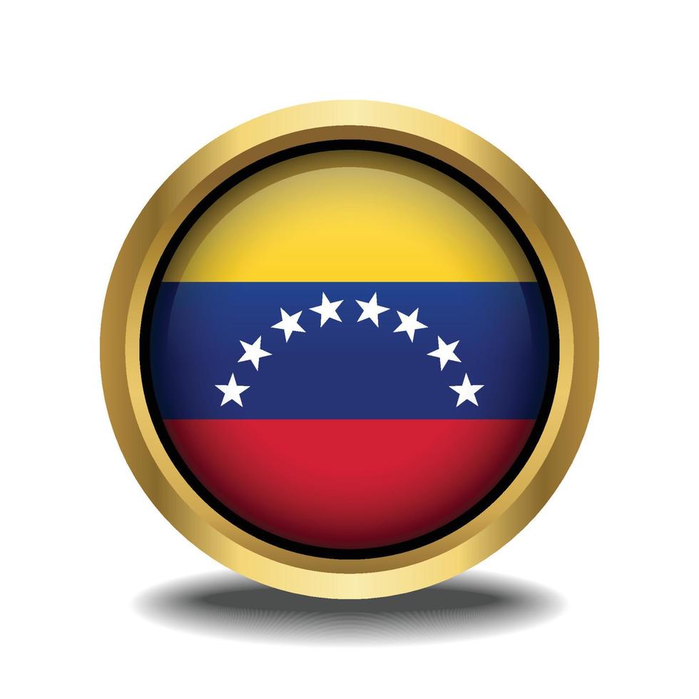 Venezuela Flagge Kreis gestalten Taste Glas im Rahmen golden vektor