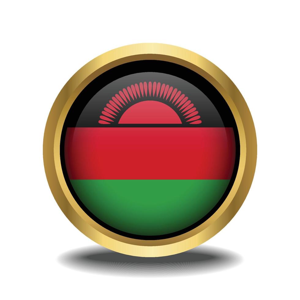 Malawi Flagge Kreis gestalten Taste Glas im Rahmen golden vektor