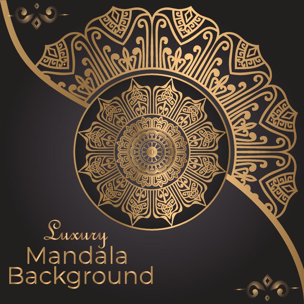 Luxus Zier Mandala Design Hintergrund in Goldfarbe vektor