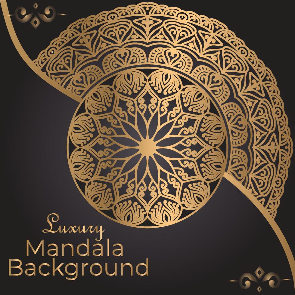 Luxus Zier Mandala Design Hintergrund in Goldfarbe vektor