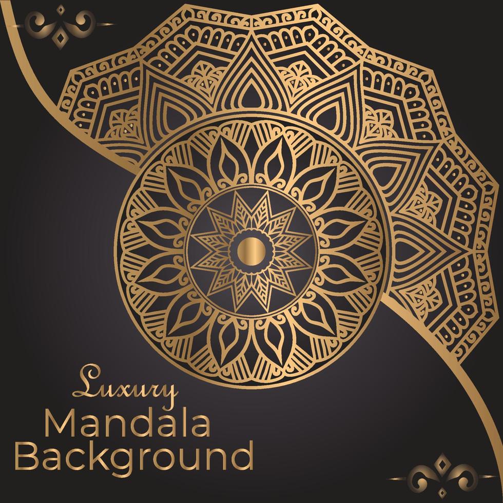 Luxus Zier Mandala Design Hintergrund in Goldfarbe vektor