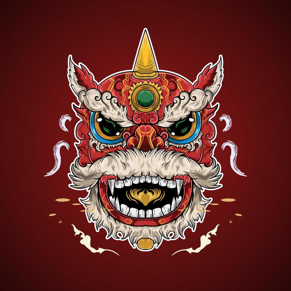 Chinesisch Barongsai Löwe tanzen Feier Illustration Kunstwerk Zeichnung Vektor