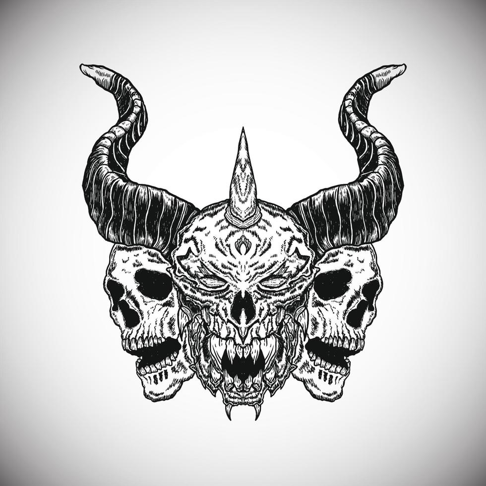 svart skalle demon gunstling riddare mörk konstverk illustration vektor