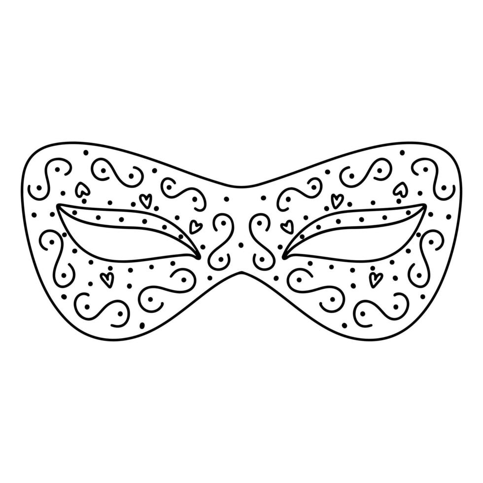 mardi gras mask i hand dragen klotter stil. karneval element. färg sida vektor illustration.