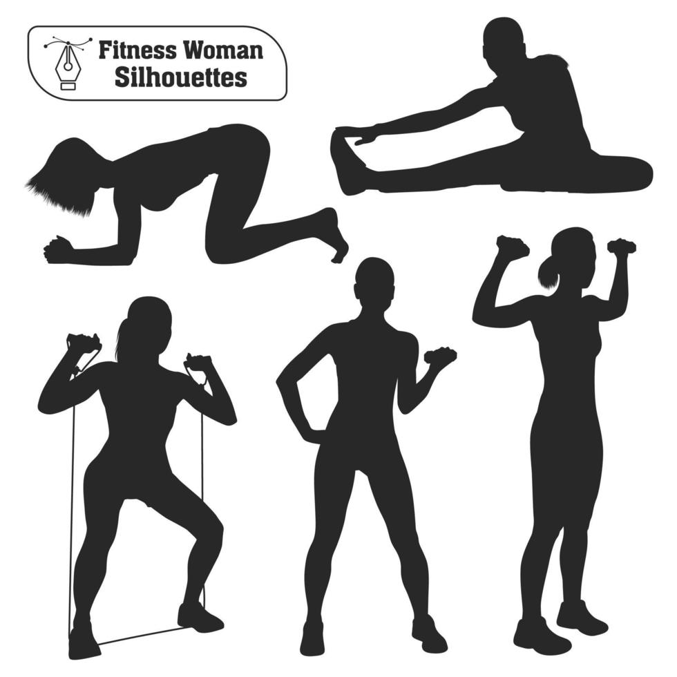 Vektor-Sammlung von Fitness-Frauen-Silhouetten vektor