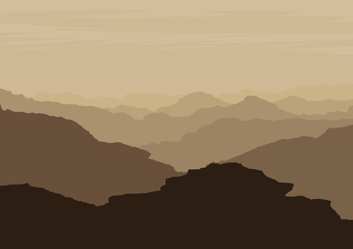 bergen landskap med de brun tona, vektor illustration.