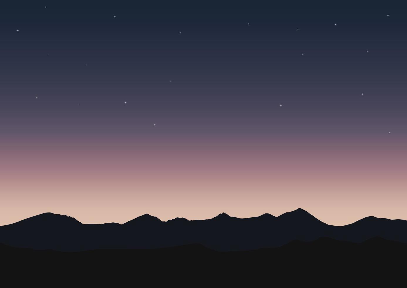 sternenklar Nacht Himmel Über das Berge, Vektor Illustration.