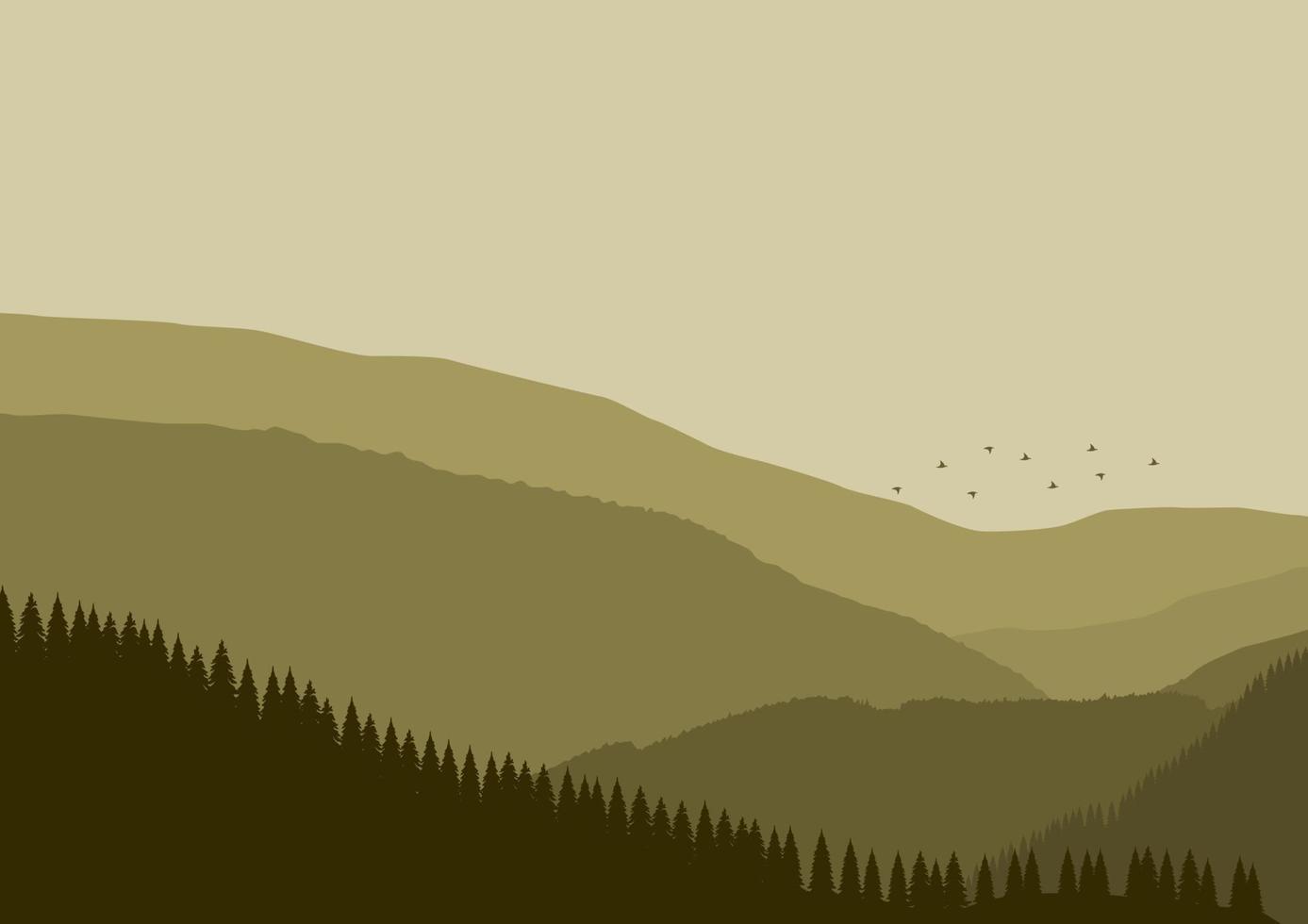 bergen landskap med en brun tona, vektor illustration.