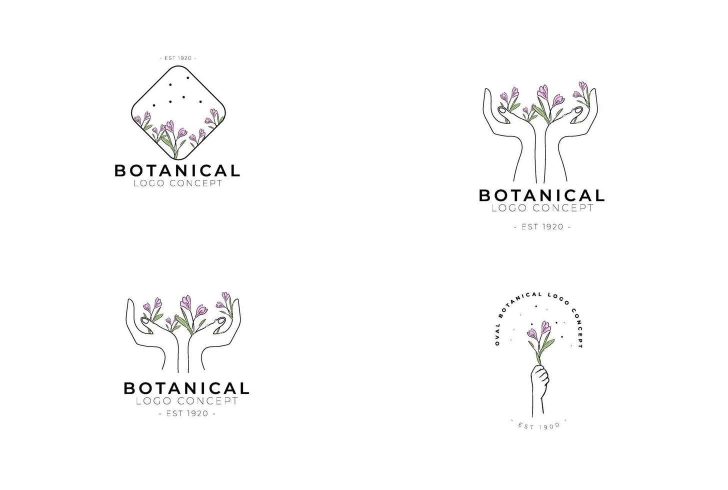 abstrakte minimale moderne weibliche botanische Blumen Bio-Logo-Design vektor