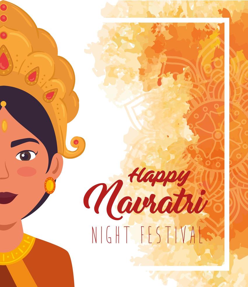 glückliches navratri Feierplakat mit Durgagesicht vektor