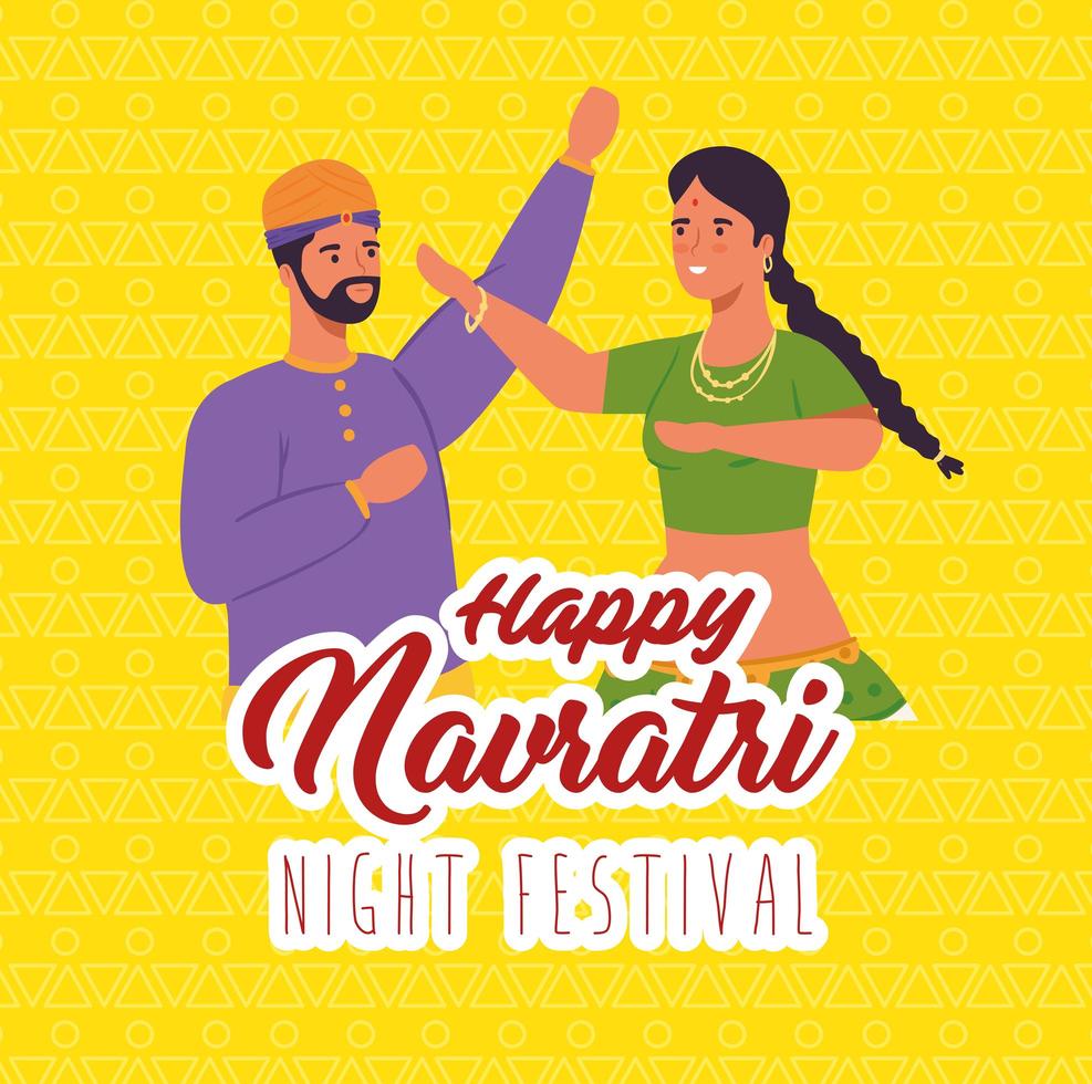 Appy Navratri Feier Poster mit Paar tanzen vektor