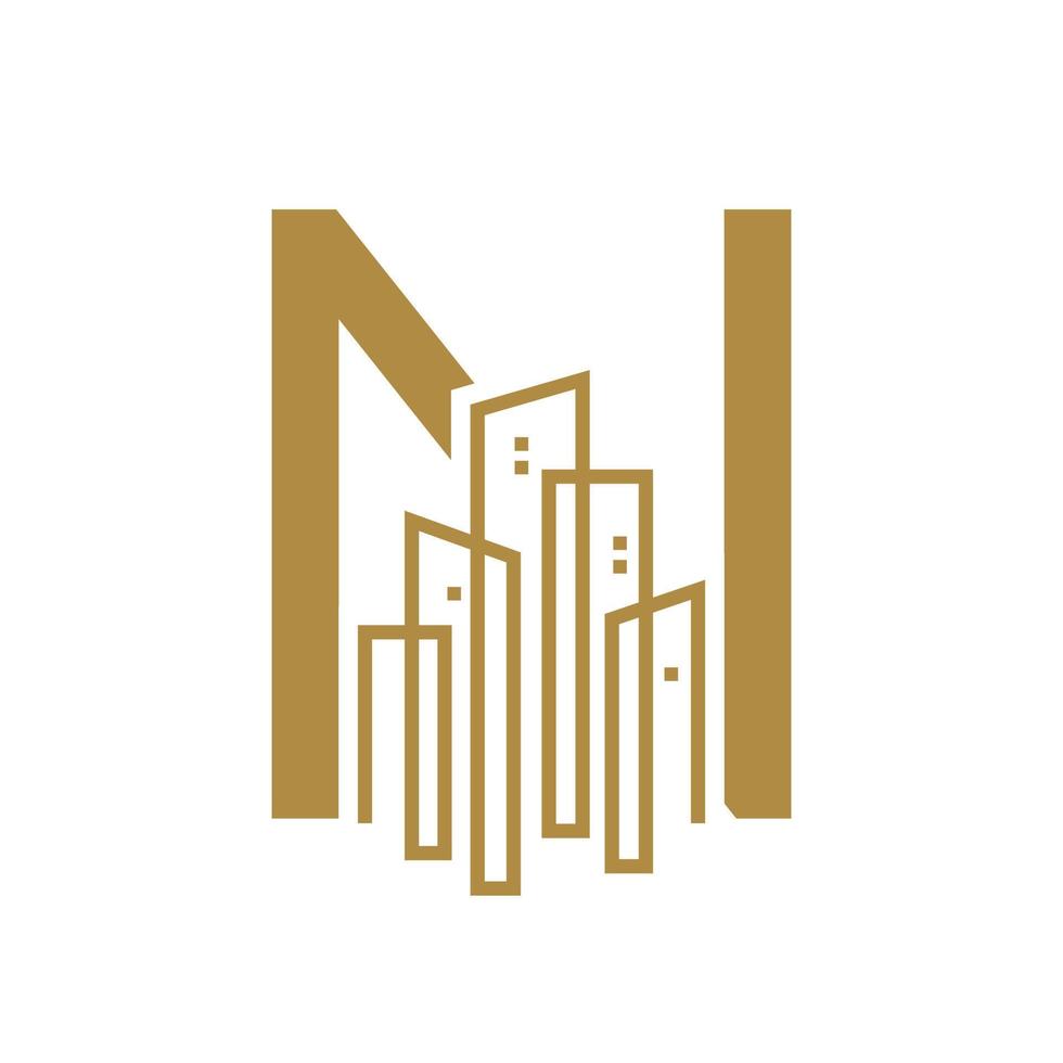 Initiale n Gold Stadt Logo vektor