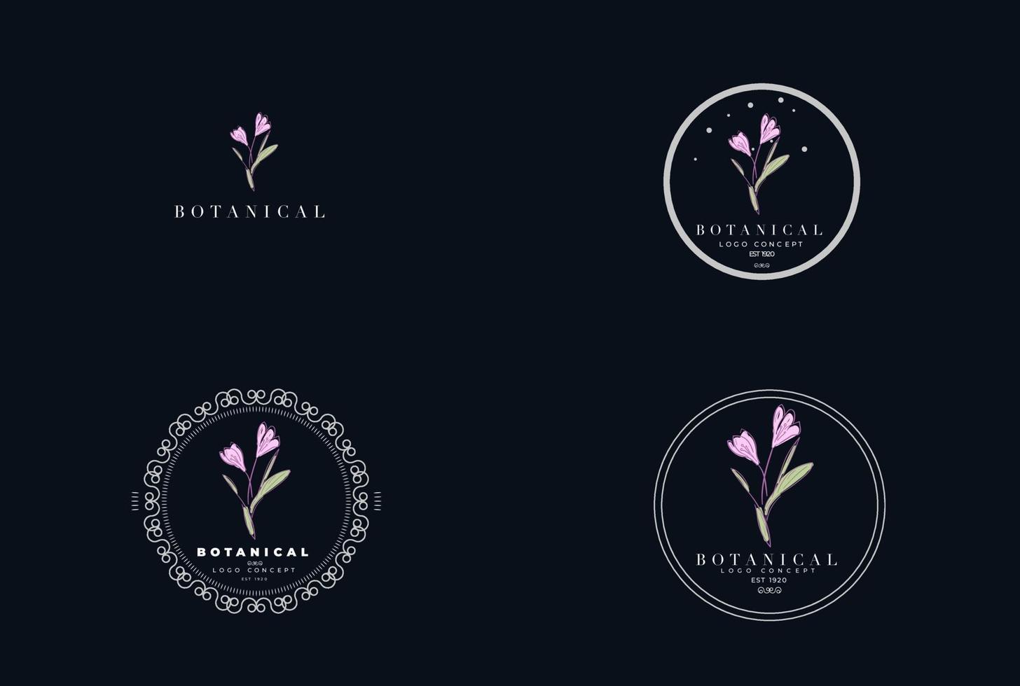 minimal feminin modern botanisk blommig organisk abstrakt logo design vektor