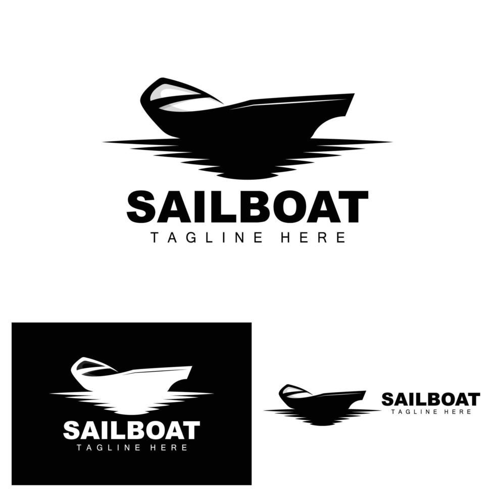 Segelboot-Logo, traditioneller asiatischer Bootsvektor, See-Ozean-Icon-Design, Fischerboot vektor