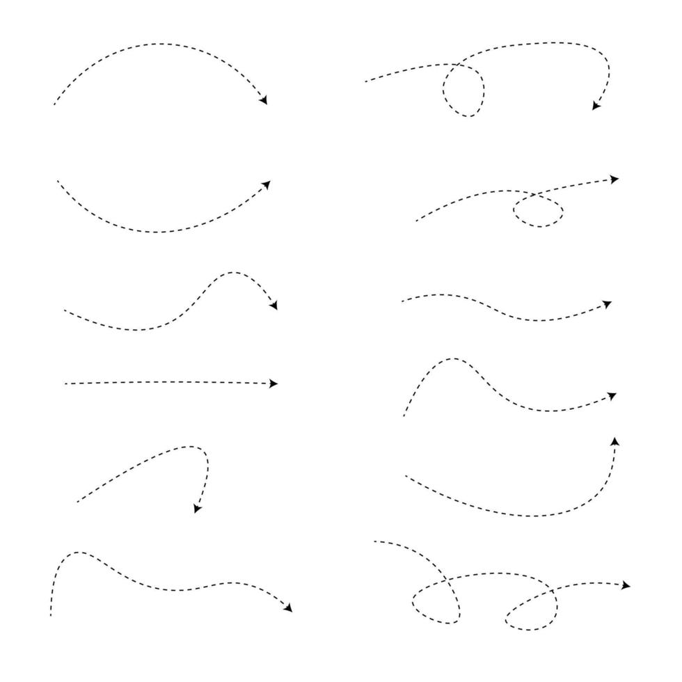 Satz Pfeile mit gestrichelter Linie vektor