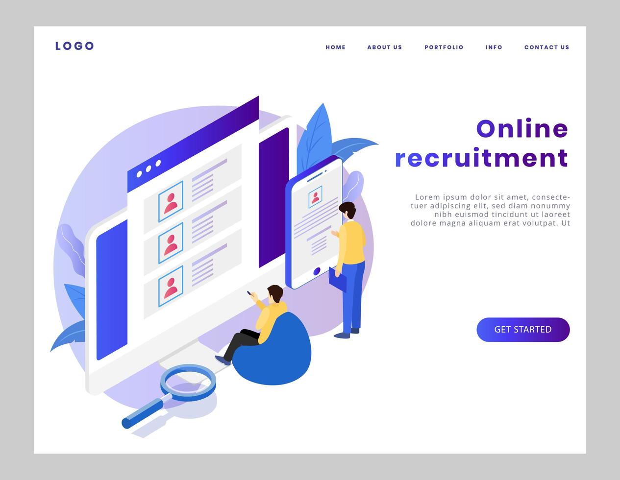 isometrische Online-Rekrutierungs-Landingpage vektor