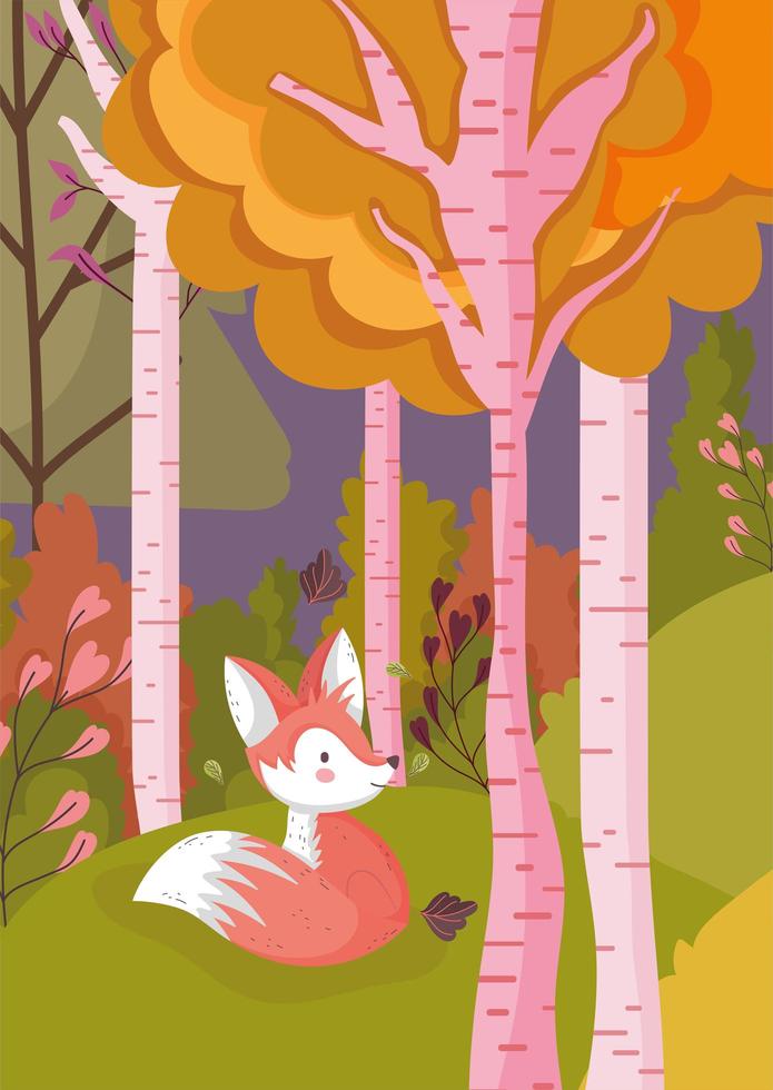 Hallo Herbstsaison Poster mit niedlichen Fuchs vektor